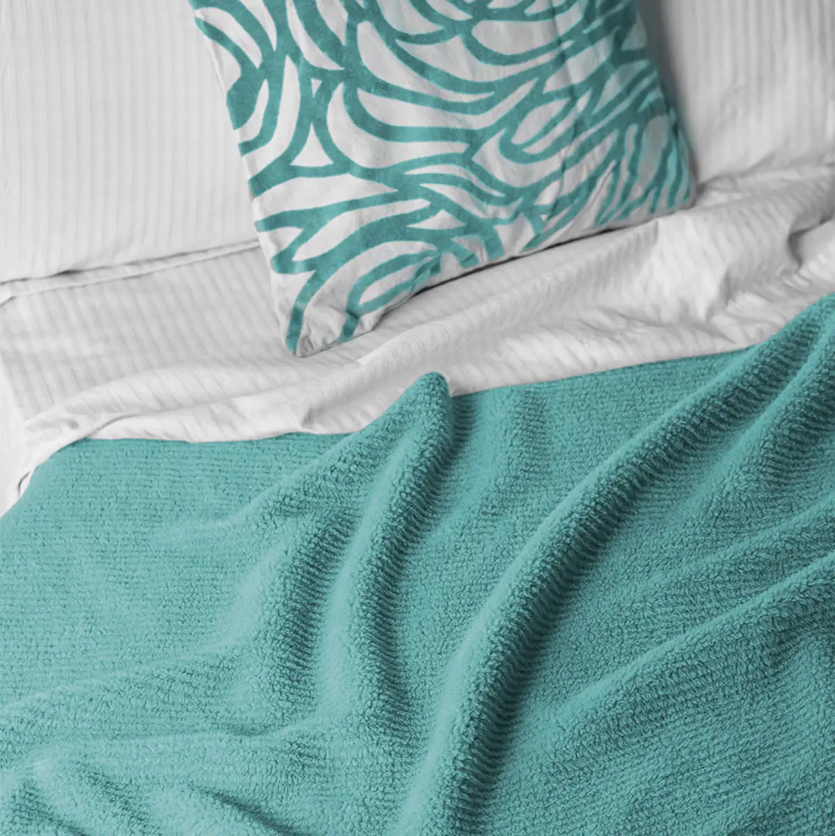 Fino Plush Blanket | Thin Striped Textured | Mint Green