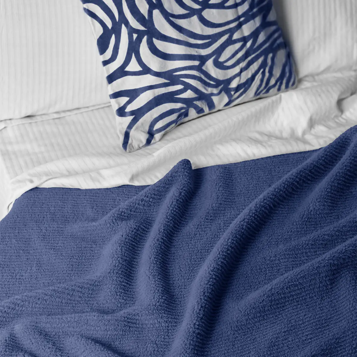 Fino Plush Blanket | Thin Striped Textured | Navy