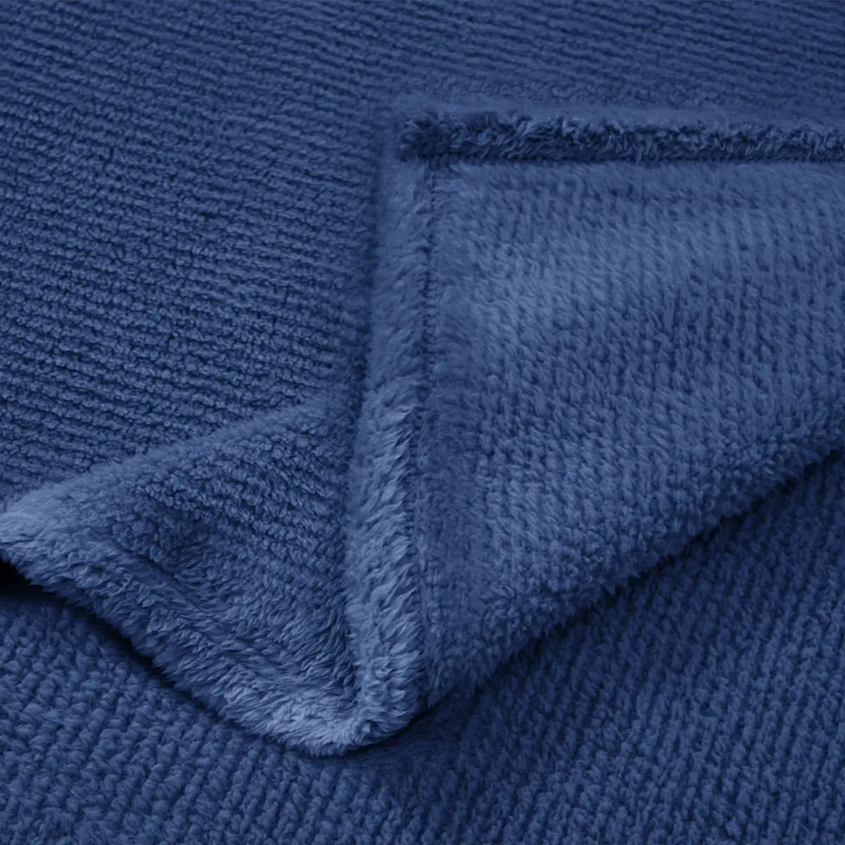 Fino Plush Blanket | Thin Striped Textured | Navy