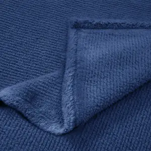 Fino Plush Blanket | Thin Striped Textured | Navy