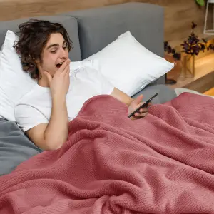 Fino Plush Blanket | Thin Striped Textured | Pink