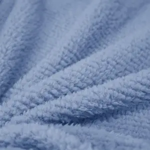 Fino Plush Thin Blanket | Striped Textured | Light Blue