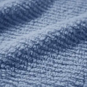 Fino Plush Thin Blanket | Striped Textured | Light Blue