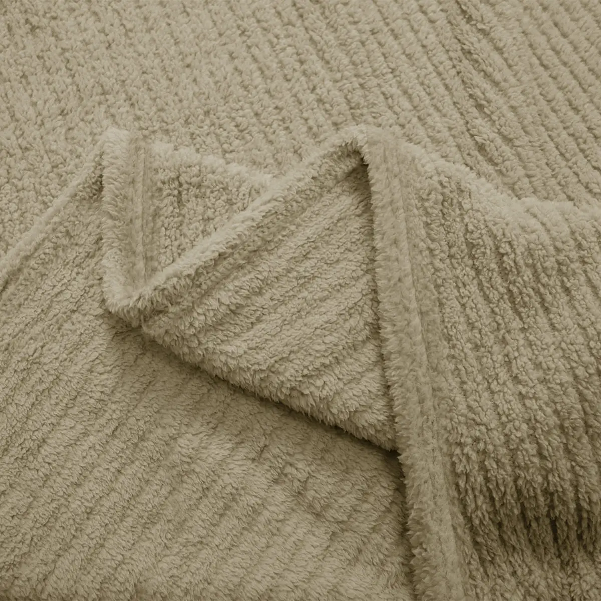 Fino Plush Throw | Bold Striped Textured | Beige
