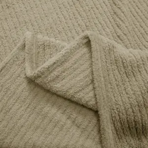 Fino Plush Throw | Bold Striped Textured | Beige