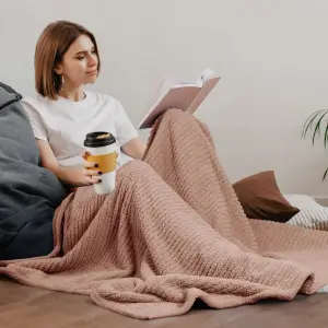 Fino Plush Throw | Bold Striped Textured | Brown