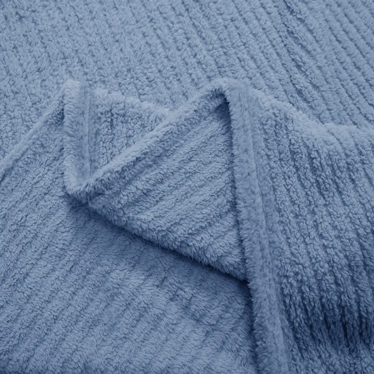Fino Plush Throw | Bold Striped Textured | Light Blue