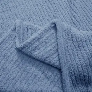 Fino Plush Throw | Bold Striped Textured | Light Blue