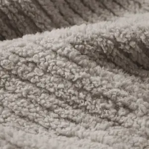 Fino Plush Throw | Bold Striped Textured | Light Brown
