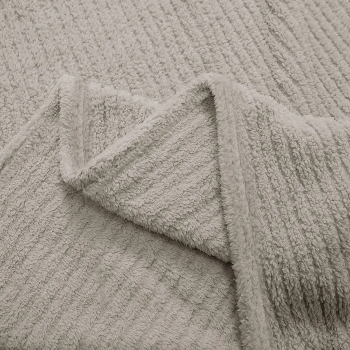 Fino Plush Throw | Bold Striped Textured | Light Brown