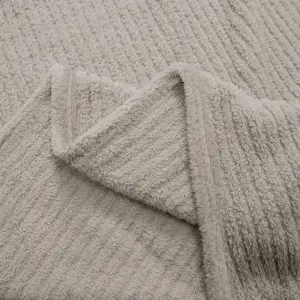 Fino Plush Throw | Bold Striped Textured | Light Brown