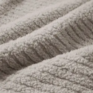 Fino Plush Throw | Bold Striped Textured | Light Brown