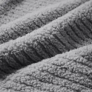 Fino Plush Throw | Bold Striped Textured | Light Grey