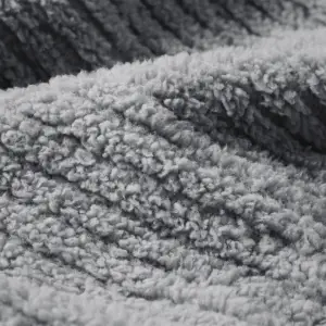 Fino Plush Throw | Bold Striped Textured | Light Grey