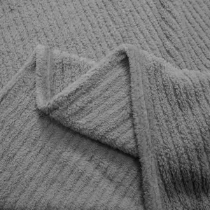 Fino Plush Throw | Bold Striped Textured | Light Grey