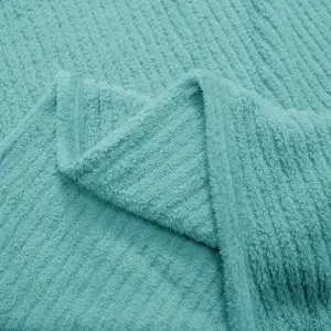 Fino Plush Throw | Bold Striped Textured | Mint Green