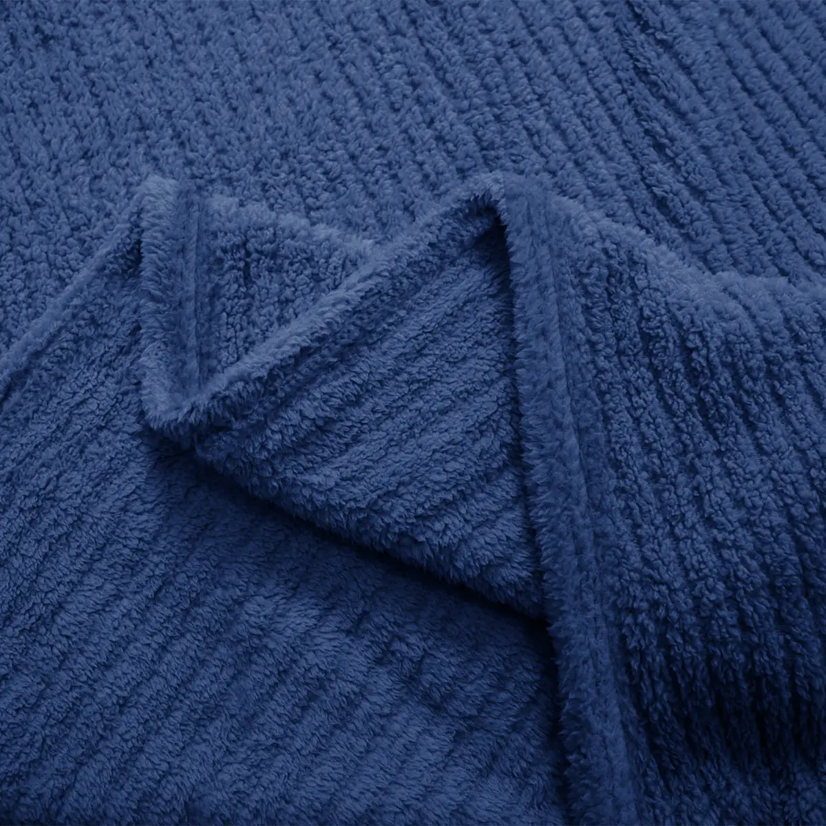 Fino Plush Throw | Bold Striped Textured | Navy