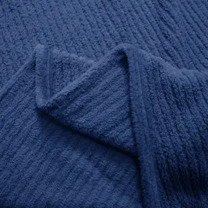 Fino Plush Throw | Bold Striped Textured | Navy