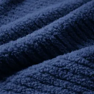 Fino Plush Throw | Bold Striped Textured | Navy