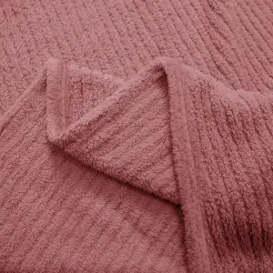 Fino Plush Throw | Bold Striped Textured | Pink