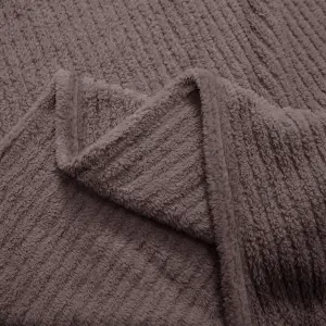Fino Plush Throw | Bold Striped Textured | Red Brown