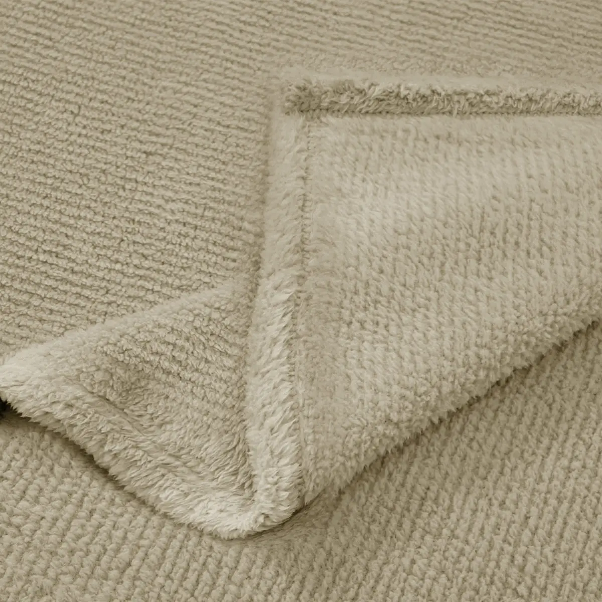 Fino Plush Throw | Thin Striped Textured | Beige