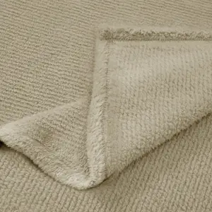 Fino Plush Throw | Thin Striped Textured | Beige