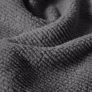 Fino Plush Throw | Thin Striped Textured | Dark Grey