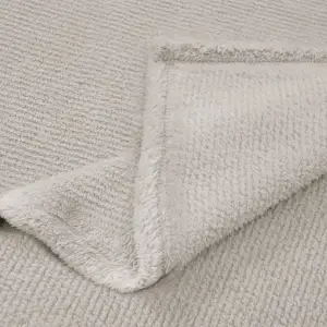 Fino Plush Throw | Thin Striped Textured | Light Brown