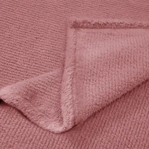 Fino Plush Throw | Thin Striped Textured | Pink