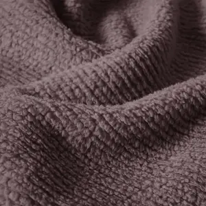 Fino Plush Throw | Thin Striped Textured | Red Brown