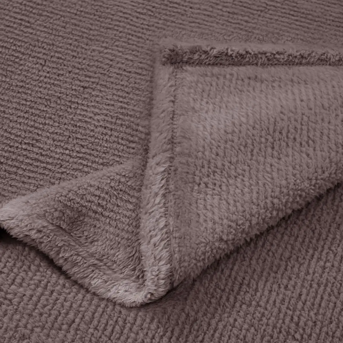 Fino Plush Throw | Thin Striped Textured | Red Brown