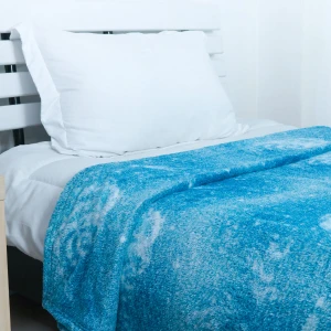 Galaxy Printed Frosted Plush Blanket (Blue)