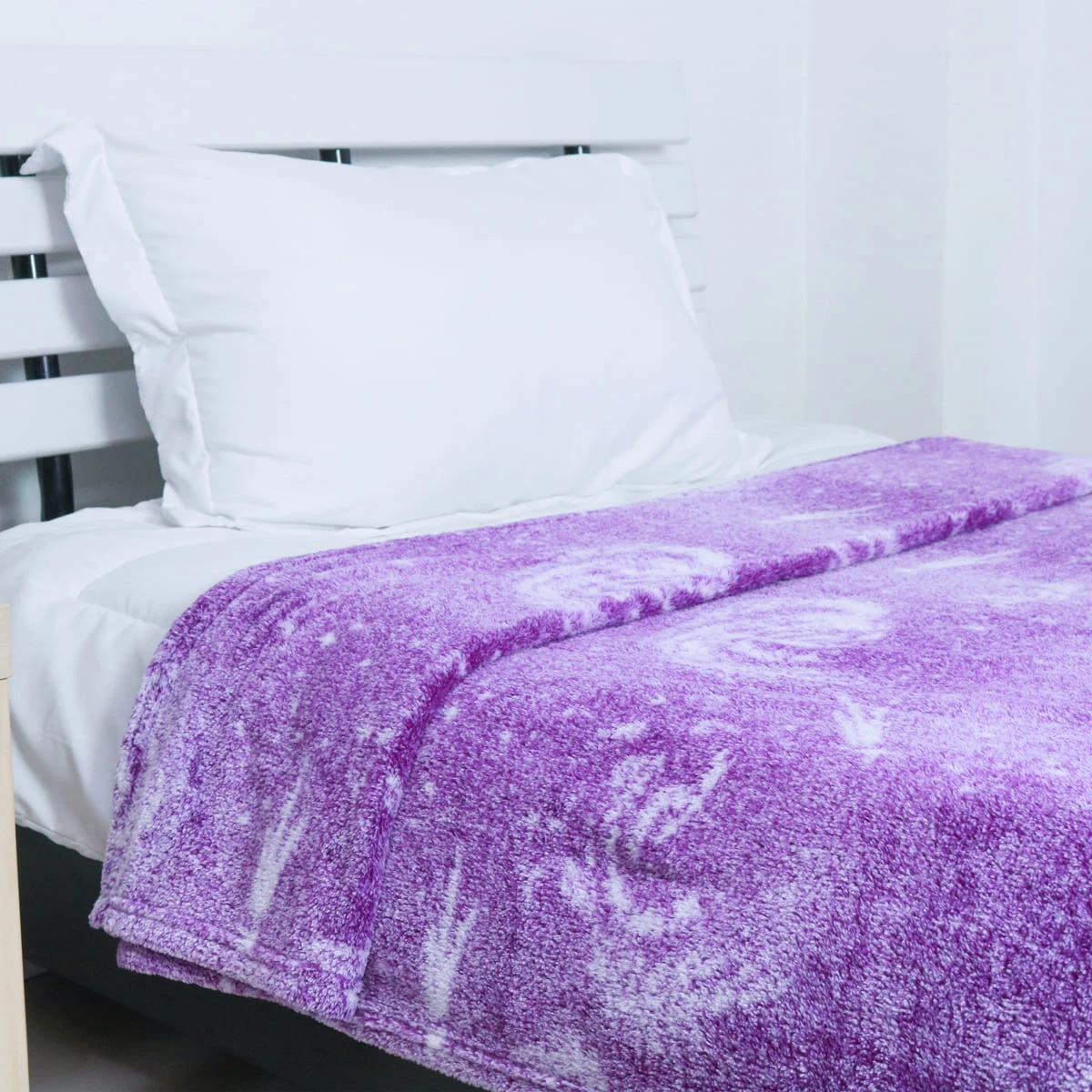 Galaxy Printed Frosted Plush Blanket (Purple)