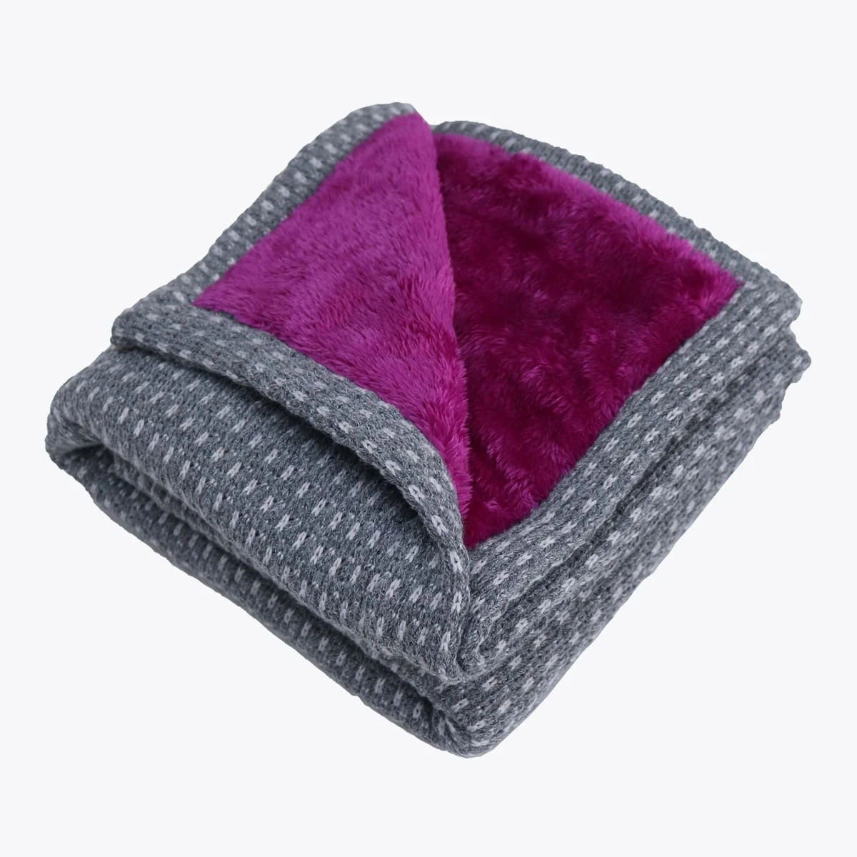 Grey Sweater Reversible to Purple Plush Blanket