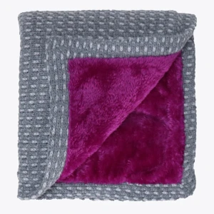 Grey Sweater Reversible to Purple Plush Blanket