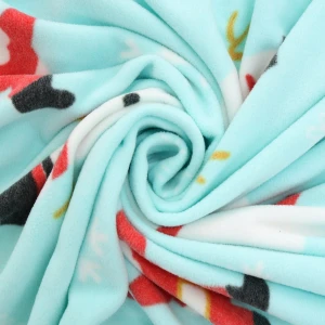 Happy Snow Printed Fleece Baby Blanket with Foldover Edging (Mint Green)