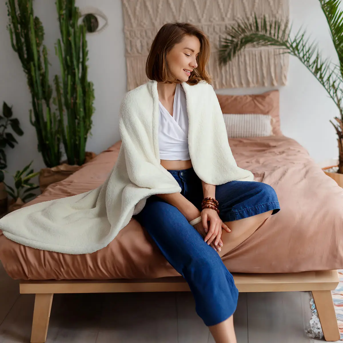 High-quality Fluffy Luxurious Sherpa Throw Blanket Production-ready