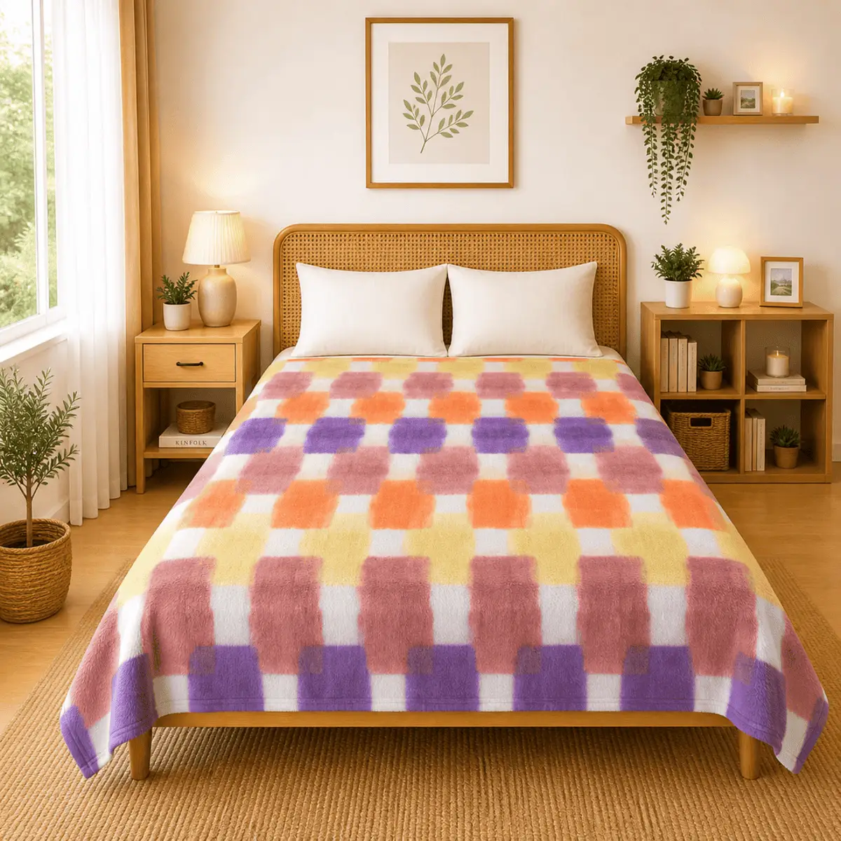 Himalai Printed Fleece Blanket 180 GSM – Chicky Check (608C) | From $1.99 Wholesale