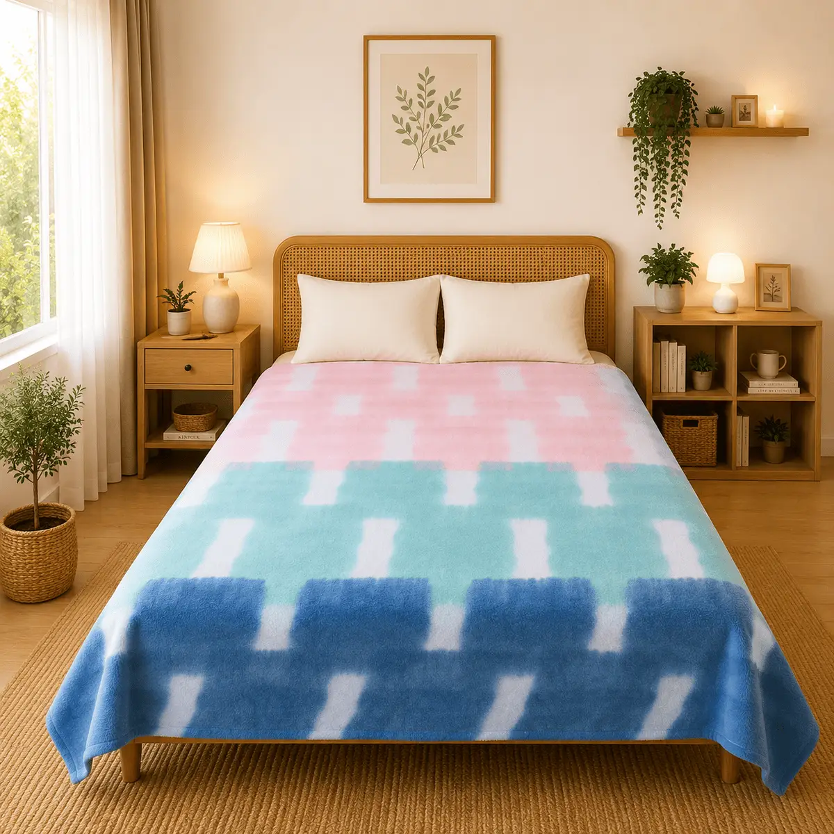 Himalai Printed Fleece Blanket 180 GSM – Cozy Block (604C) | From $1.99 Wholesale