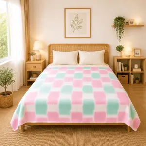 Himalai Printed Fleece Blanket 180 GSM – Cozy Block (607B) | From $1.99 Wholesale