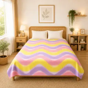 Himalai Printed Fleece Blanket 180 GSM – Wavily Groove (401B) | From $1.99 Wholesale