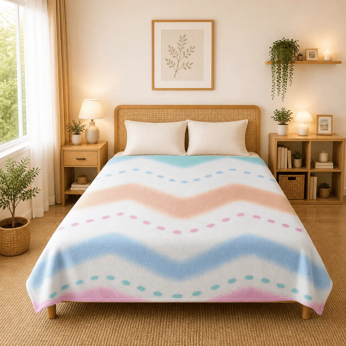 Himalai Printed Fleece Blanket 180 GSM – Wavily Groove (403A) | From $1.99 Wholesale