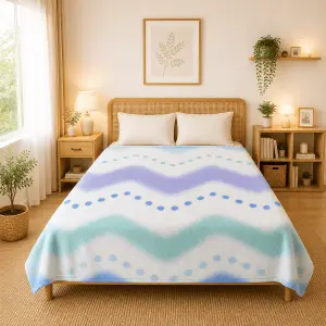 Himalai Printed Fleece Blanket 180 GSM – Wavily Groove (403C) | From $1.99 Wholesale