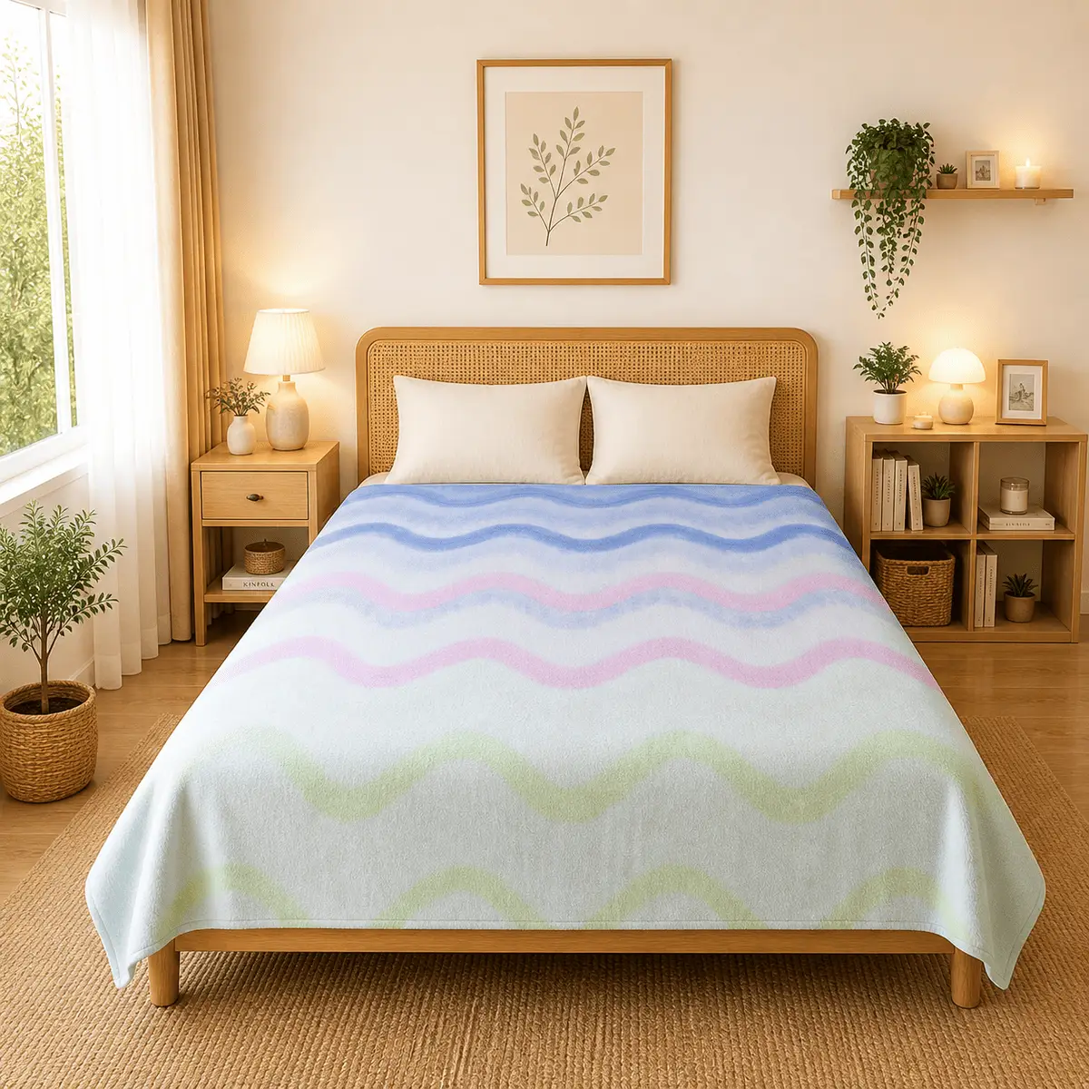 Himalai Printed Fleece Blanket 180 GSM – Wavily Groove (406A) | From $1.99 Wholesale