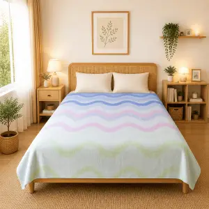 Himalai Printed Fleece Blanket 180 GSM – Wavily Groove (406A) | From $1.99 Wholesale