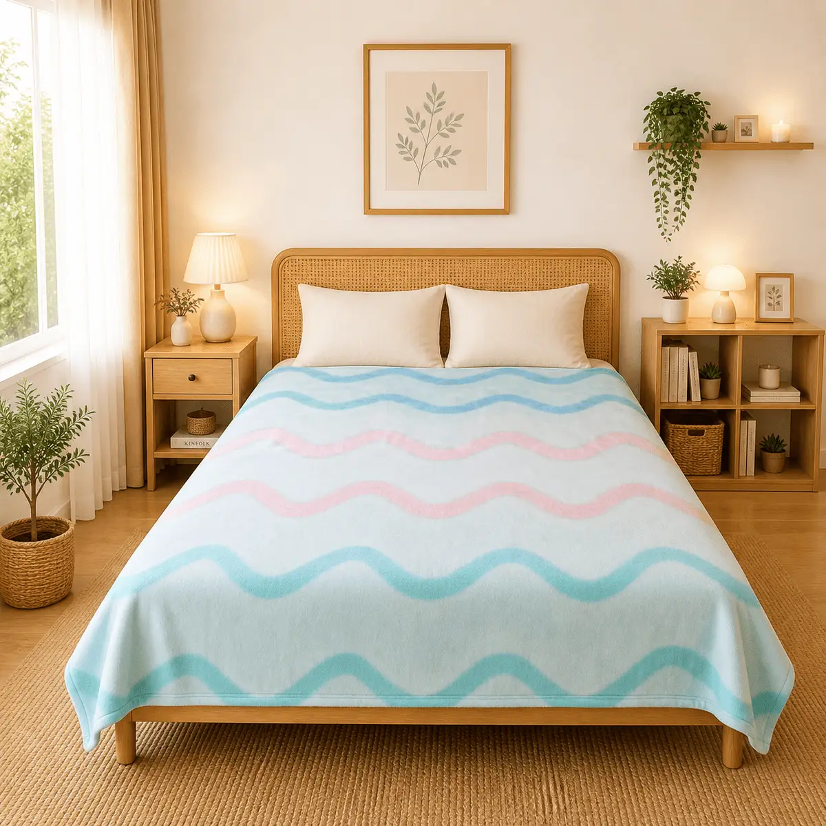 Himalai Printed Fleece Blanket 180 GSM – Wavily Groove (406B) | From $1.99 Wholesale