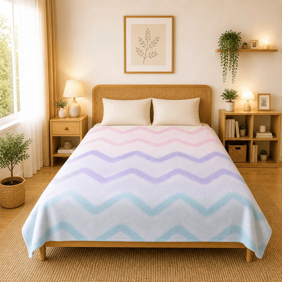 Himalai Printed Fleece Blanket 180 GSM – Wavily Groove (407A) | From $1.99 Wholesale