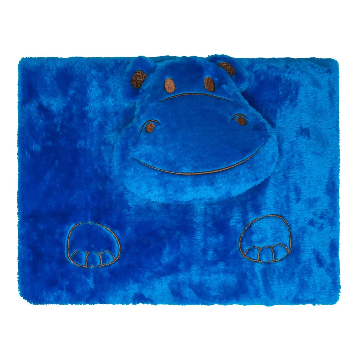 Hippopotamus Head 3D Embroidery Plush Baby Blanket (Dark Blue)