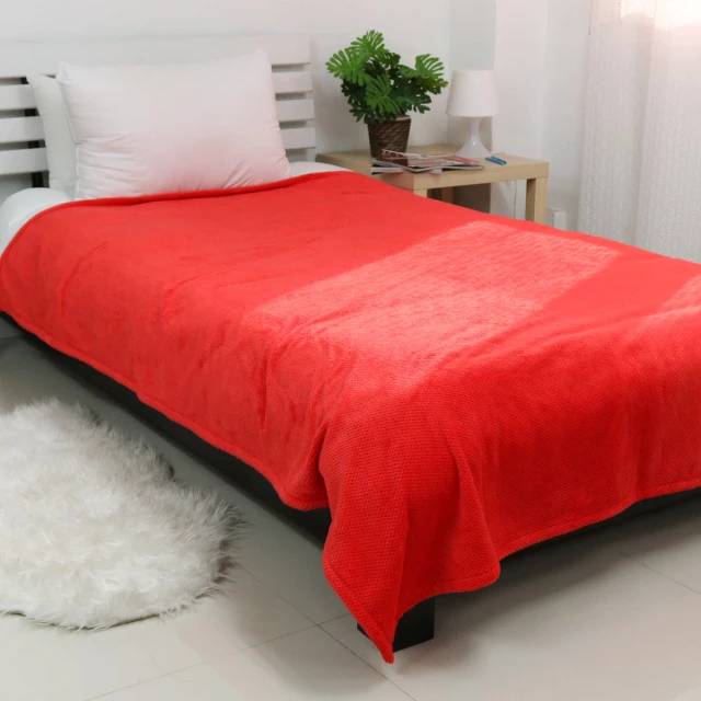 Jacquard Flannel Waffle Textured Blanket (Red)
